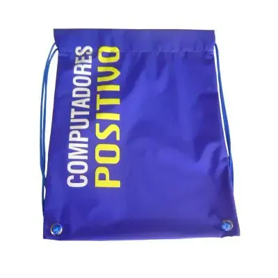 Saco mochila azul confeccionada em nylon resinado