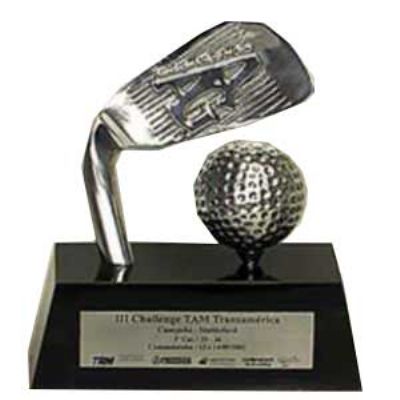 Troféu Personalizado Modelo Taco com bola de golfe