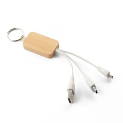 Chaveiro de bambu com cabo para carregamento