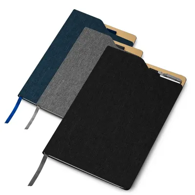 Cadernos: azul, cinza e preto