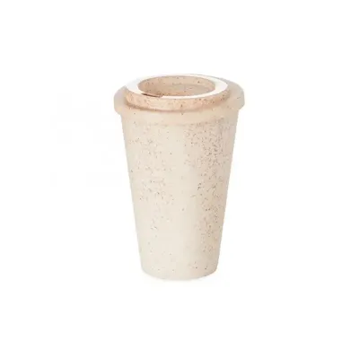 Copo fibra de madeira 400ml com tampa de bocal