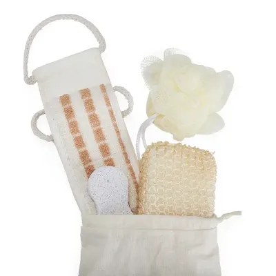 Kit banho em Saco de algodão com 4 peças