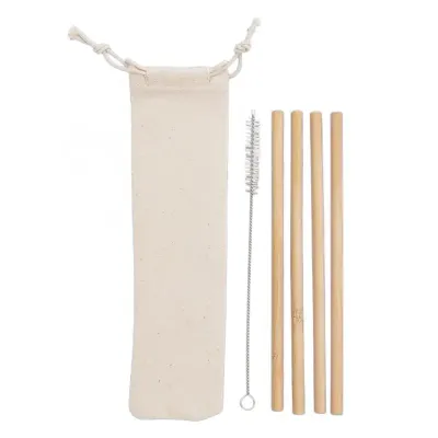 Kit canudo de bambu reto e escova de limpeza em estojo - 1830017
