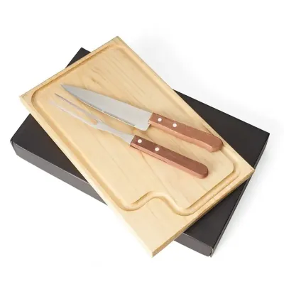 Kit churrasco três peças em estojo de papel kraft