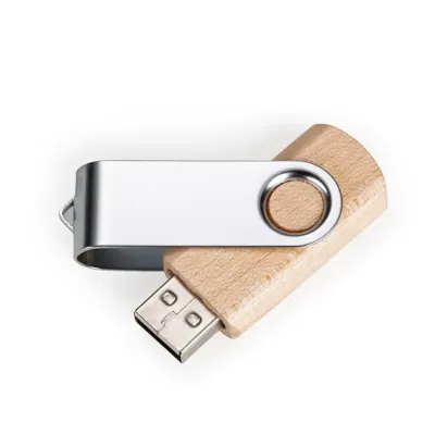 Pen drive de ecológico com carcaça metálica giratória