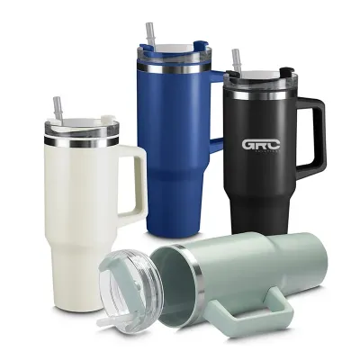 Caneca com interior em plástico PP e externo em aço inox - opções de cores