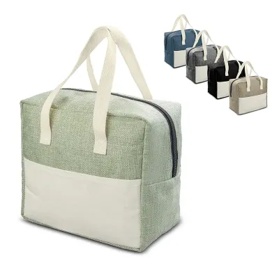 Bolsa térmica confeccionada em linho e lona (canvas),