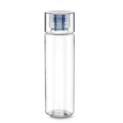 Garrafa plástica de 600ml com borracha silicone na cor azul