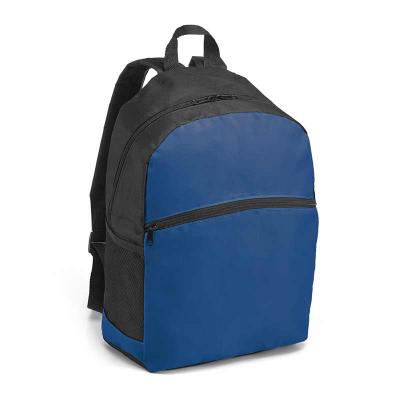 Mochila em nylon na cor preta com azul 