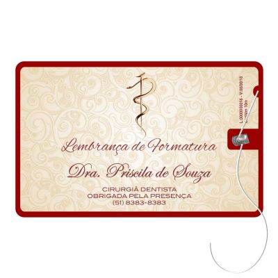Cartão de Formatura com Fio Dental na cor vermelho