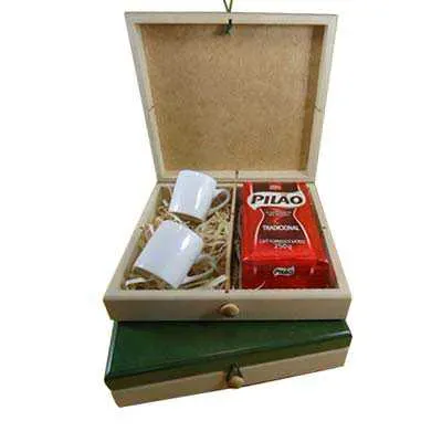Kit café com 2 canecas pequenas 70ml e 1 pacote de café 250gr