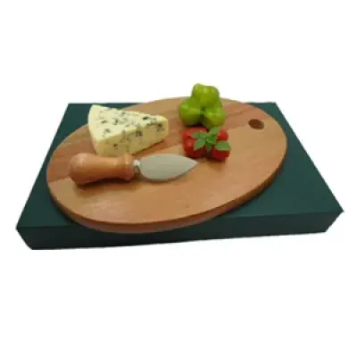 Kit para queijo com tábua oval e faca de aço inox