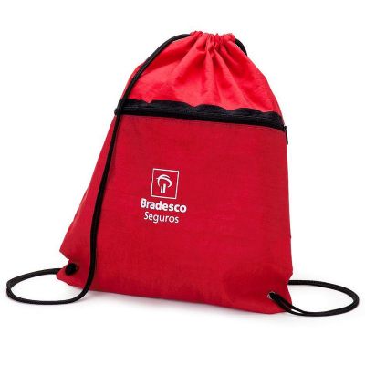 Sacochila com bolso frontal em zíper personalizado 
