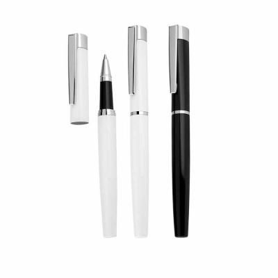 Caneta roller de metal nas cores preto e branco - 1490290