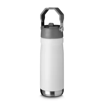 Garrafa térmica em aço inox branca