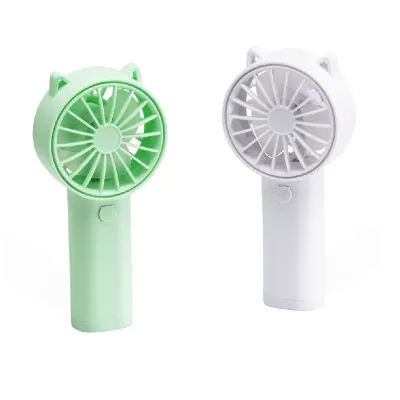 Mini ventilador plástico com botão de acionamento - verde e branco