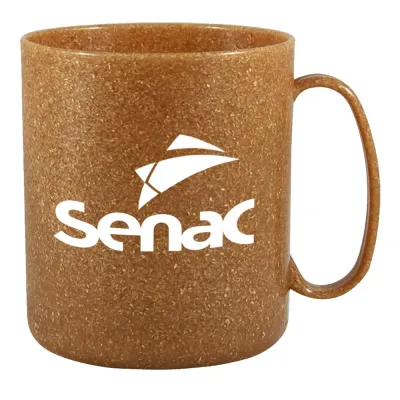 Caneca redonda 400ml fibra madeira green com acabamento ecológico e design moderno, ideal para brindes sustentáveis e personalizados
