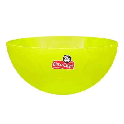 Petisqueira futebol amarelo neon 240mL com acabamento vibrante e formato inspirado em bola de futebol, ideal para brindes personalizados e ações promo