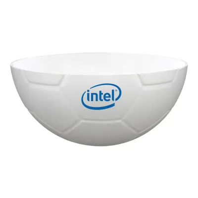 Petisqueira futebol branco 240mL com acabamento moderno e formato inspirado em bola de futebol, ideal para brindes personalizados e ações promocionais