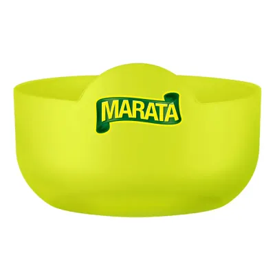 Pote Super Bowl amarelo neon 475mL com design redondo e moderno, ideal para brindes personalizados e uso alimentício