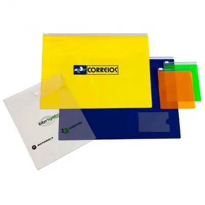 Pasta zip-zap personalizada em PVC transparente 