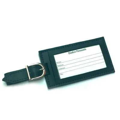 Tag de mala confeccionada de couro sintético