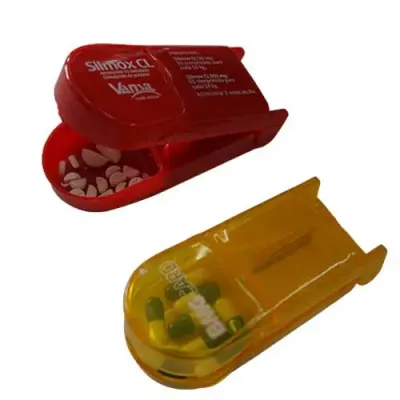 Corta-comprimidos - vermelho e amarelo