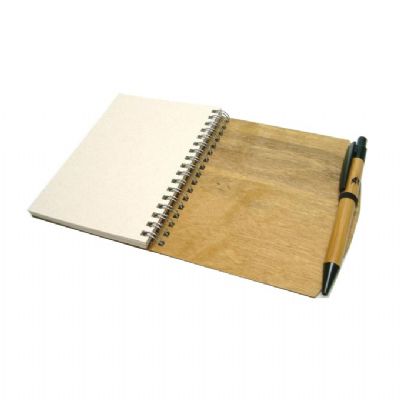 Caderno de madeira com caneta - 169297