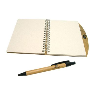 Caderno de madeira com caneta - 169298