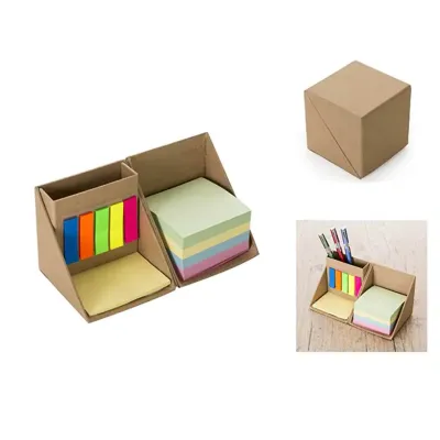 Bloco de anotações formato de cubo em papelão reciclado - 1803062