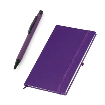 Kit caderneta e caneta roxa