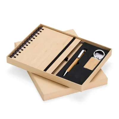 Kit executivo ecológico em bambu composto por três itens