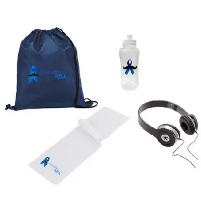 Kit fitness com mochila saco, toalha, squeeze e fone de ouvido - 172748