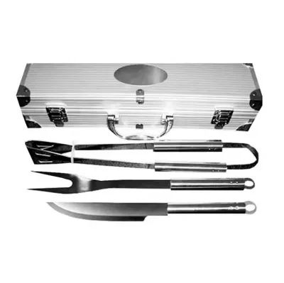 Kit churrasco 3 peças com maleta inox