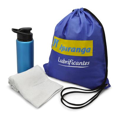Kit fitness com 3 peças com mochila saco, squeeze e toalha 