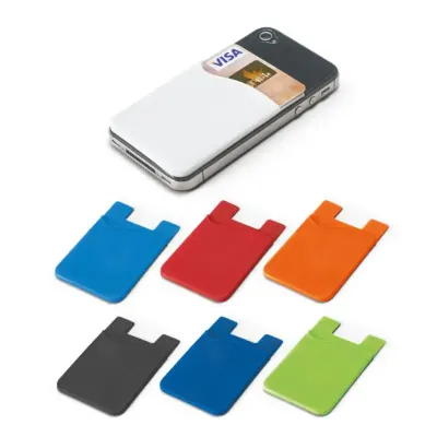 Porta-cartão para celular em silicone com autocolante no verso - com opção de cores