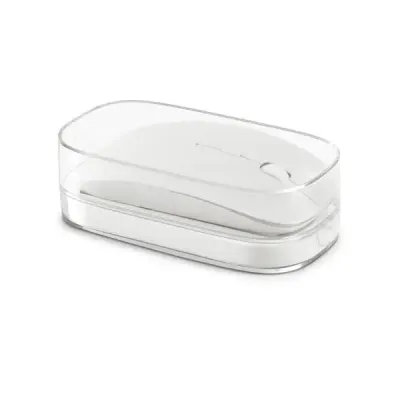 Mouse wireless com caixa transparente