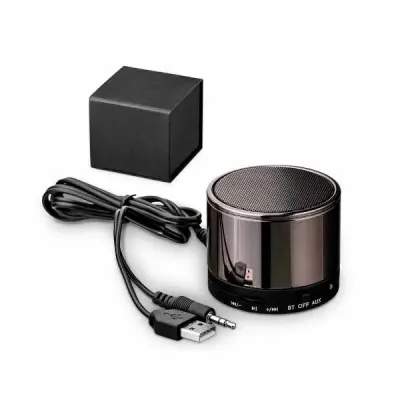 Caixa de som com microfone com transmissão por Bluetooth, ligação estéreo 3,5 mm e leitor de cart...