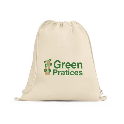 Sacola tipo mochila 100% algodão reciclado (180 g/m²) com alças