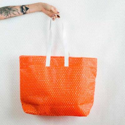 Bolsa de praia de plástico bolha laranja com alça branca - 1503163