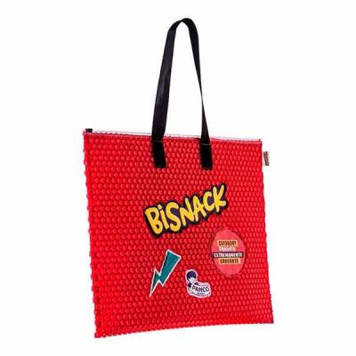 Bolsa para kit feita em plástico bolha vermelho, personalizada para Bisnack - 1512420