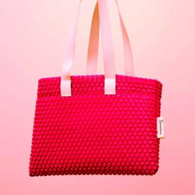 Bolsa para kit feita em plástico bolha rosa, personalizada - 1512422