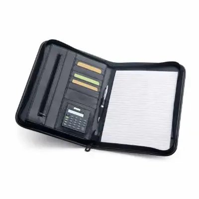 Pasta A4 com porta cartão e calculadora dual-power de 8 dígitos