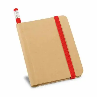 Caderno com lápis e elástico vermelho - 416686