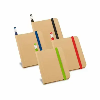Caderno com lápis e elástico de cores variadas - 416688