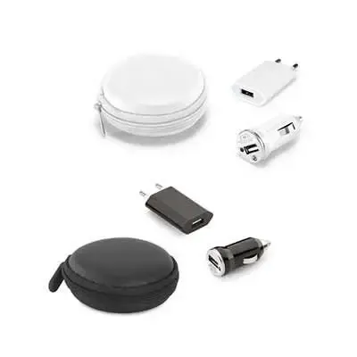 Kit de carregadores USB nas cores preto e branco - 251566