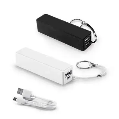 PowerBank na cor branco e preto personalizado