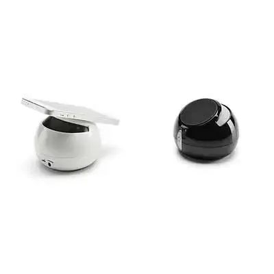 Caixas de som com bluetooth, design redondo, nas cores preto e branco