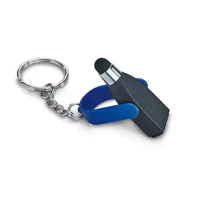 Chaveiro com ponteira touch e limpador de tela em azul e preto - 251592