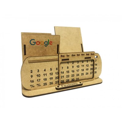 Calendário de Mesa com Porta Caneta e Celular Personalizado 1